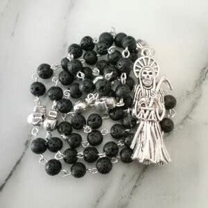 Rosario De La Santa Muerte Black Santa Muerte Rosary San La Muerte