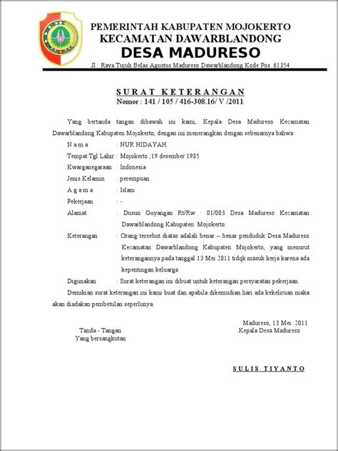 Contoh Surat Keterangan Tour Dari Desa Surat Keterangan Desain