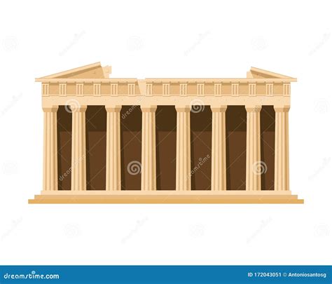 Parthenon Athens Greece Isolated On White Background Vector