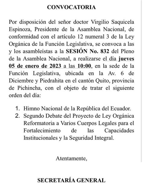 Ecuador En Directo On Twitter Atenci N Mediante Un Comunicado El