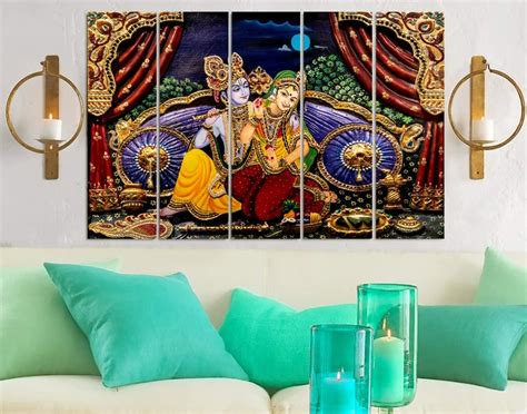 Kyara Arts Big Size Beautiful Radha Krishna Wall Painting With Frame