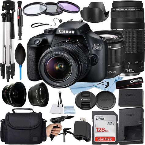 Canon Eos Rebel T7 Dslr Camera 2 Lens Kit With Ef18 55mm Ef 75 300mm Lens Black