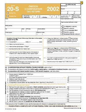 Fillable Online Oregon Form S Oregon S Corporation Tax Return