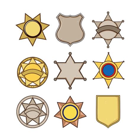 Premium Vector Sheriff Badge Set Cartoon Vector Illustration