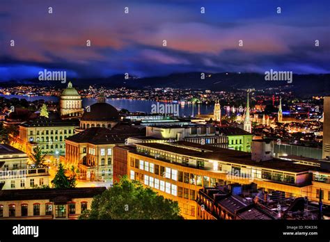 Zurich skyline at night, Switzerland Stock Photo - Alamy