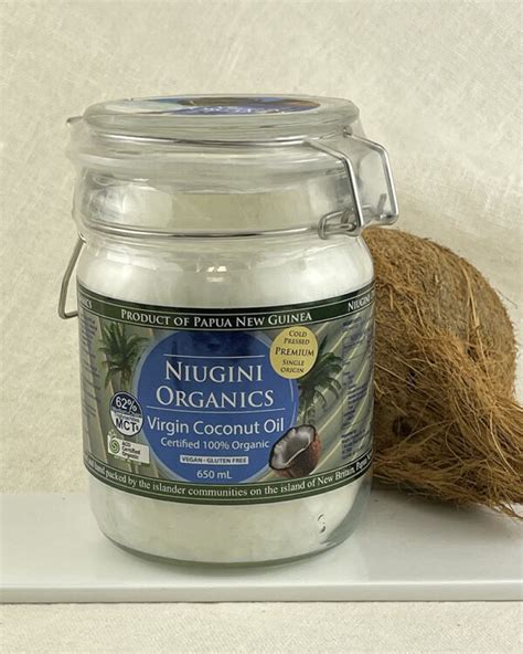 Coconut Organic Virgin Niugini Brand Glass Jar Lotus Oils New Zealand