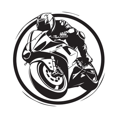 Racing Motorcycle Logo On White Background Superbike Monochrome Emblem