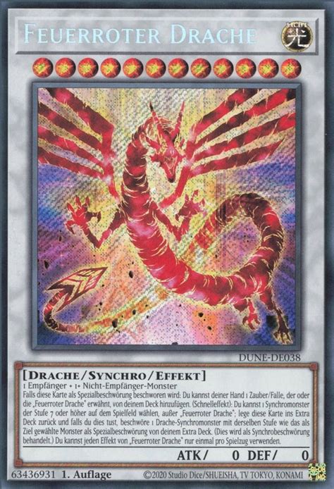 Recollectibles Sammelkarte Yugioh Karte Feuerroter Drache V 1 Deutsch