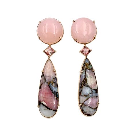 Peruvian Opal Drop Earrings Set In Gold At 1stdibs Peruvian Opal Earrings