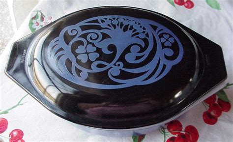 Pyrex Midnight Bloom Casserole Rare Pyrex Black And Purple Blue Covered