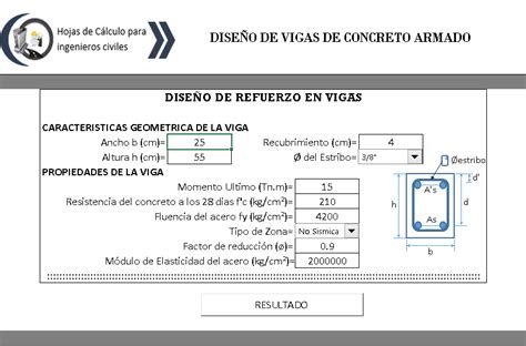 Excel Para El DiseÑo De Acero De Refuerzo De Una Viga Concreto Armado