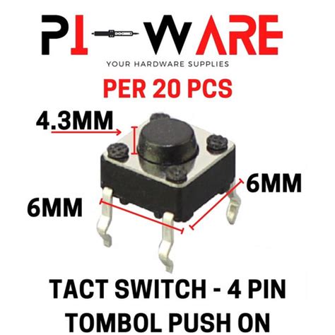 Jual Isi Pcs Tact Switch X X Mm Saklar Micro Push Button Pin