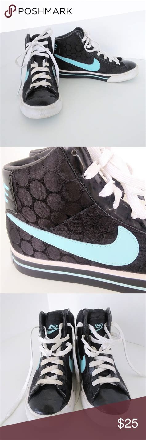 Nike Girls High Top Sneaker Black & Blue Sz 3.5 | Girls high top ...