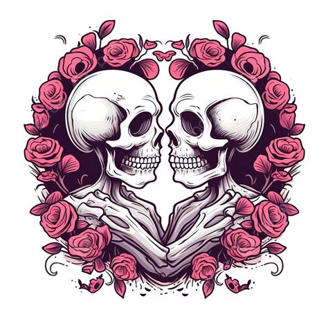 Line Art Of Couple Skull And Bone Formed In The Shape Of Love Illustration Skull Drawing Love