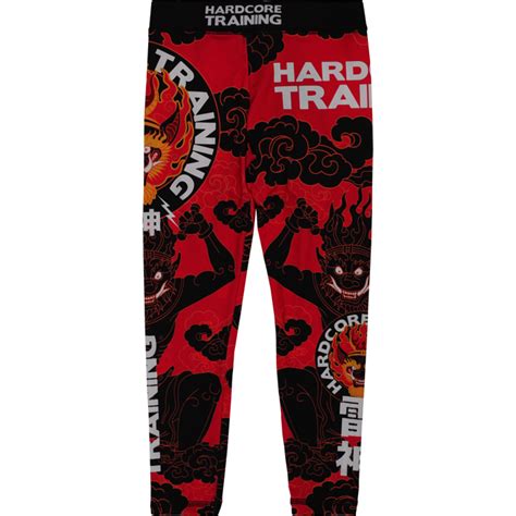 Детские компрессионные штаны Hardcore Training Raijin Black Red купить в Москве