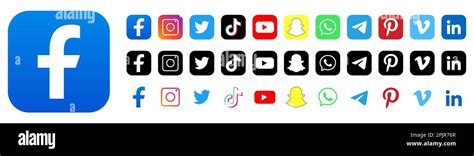 Social Media Icons Facebookinstagram Twitter Tiktok Youtube Snapchat Whatsapp Telegram