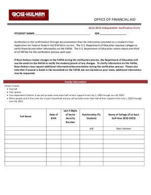 Fillable Online 20222023 Verification Worksheet Independent Student