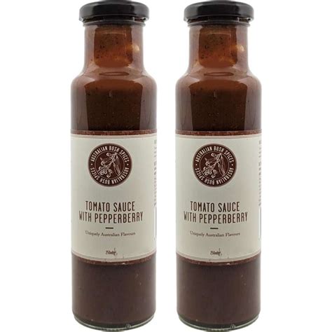 Australian Bush Spices Bush Tomato Sauce And Pepperberry 250ml 2pk