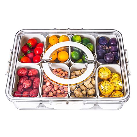 Amazon Divided Serving Tray With Lid And Handle Snackle Box