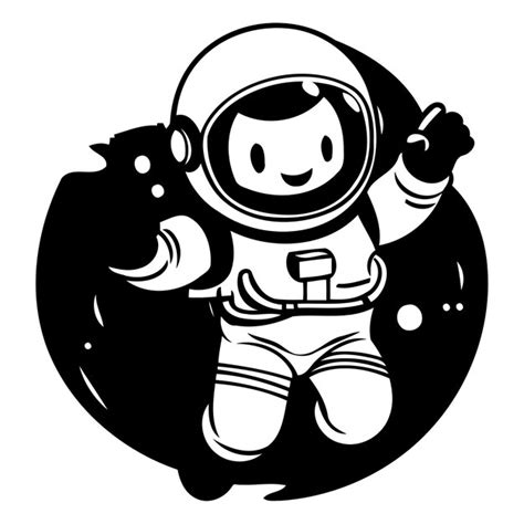 Astronauta En La Ilustración Vectorial Del Espacio Astronauta De Dibujos Animados En Traje