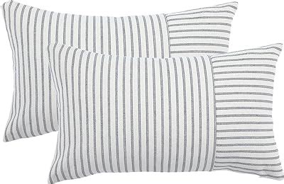 Amazon ASOONYUM Red Ticking Stripe Pillow Covers 12x20 Inches