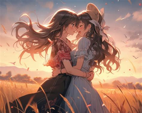 Cute Lesbian Gay Couple Kissing Each Other Stock Illustration Illustration Of Artistic Caring