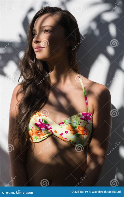 Peaceful Woman In Bikini Posing Stock Image Image Of Attractive