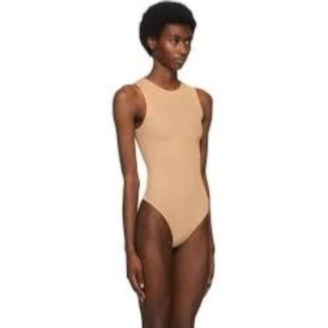 Skims Tops Skims Jelly Sheer Crewneck Thong Bodysuit Clay Womens Xs