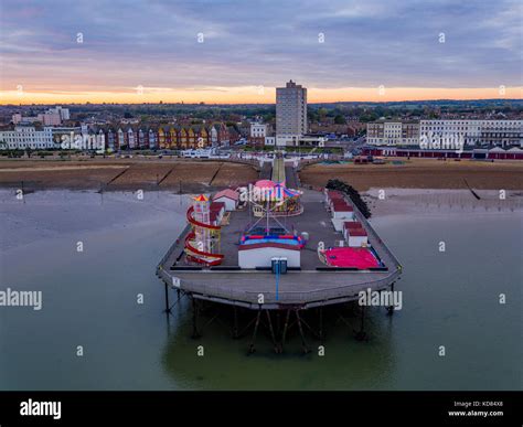 Herne Bay Kent Neptunes Arm And Pier Aerial Shot Stock Photo Alamy