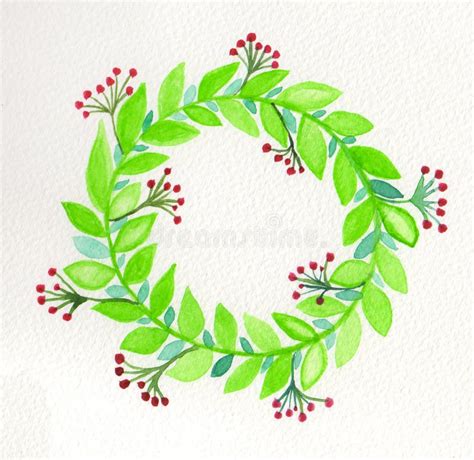 Hand Painted Watercolor Wreath Stock Illustration Illustration Of