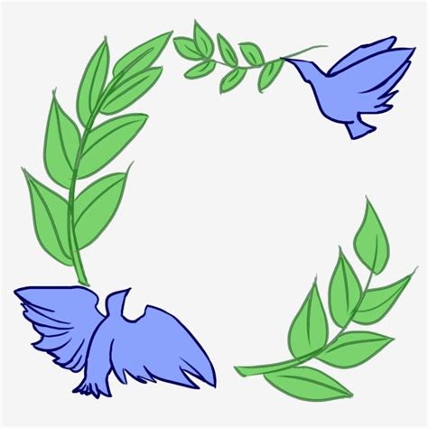 Dove Border Clipart Transparent PNG Hd, Peace Dove Green Leaves Border ...