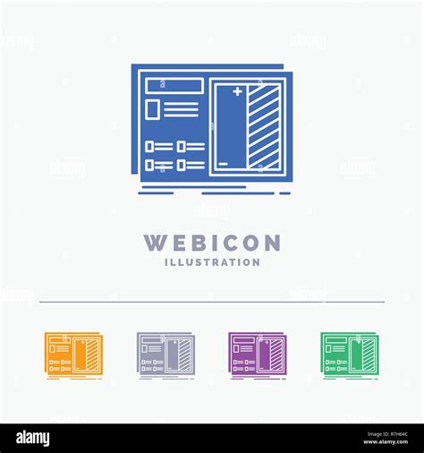 Blueprint diseño dibujo plan prototipo 5 icono Web Glifo de color