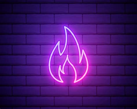 Neon Fire Icon Elements In Neon Style Icons Simple Neon Flame Icon