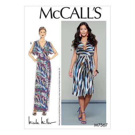 McCall S Sewing Pattern Misses Wrap Style Dresses And Belt L XL XXL