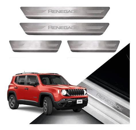 Jogo Kit Soleira Protetor Jeep Renegade 2015 Inox Escovado