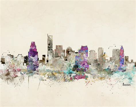 Boston City Skyline Painting By Bri Buckley Pixels