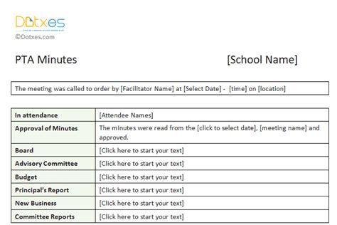 Texas Pta Plan Of Work Template