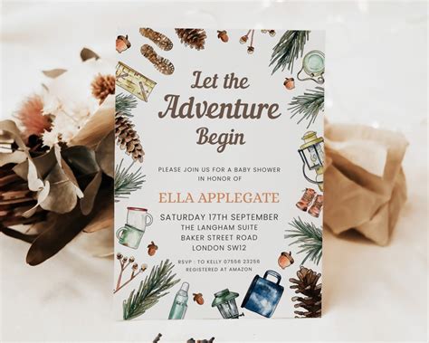 Let The Adventure Begin Baby Shower Invitation Template Mountain Baby