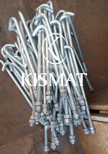 J Type Hot Dip Galvanized Foundation Bolt Size From 200 Upto 1500 Mm