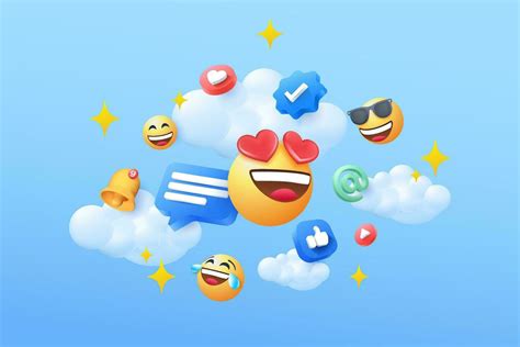 D Social Media Emoji Marketing Illustration Vector Art At