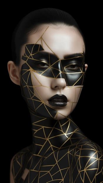 Premium AI Image A Woman With Gold Paint On Her Face And The Gold