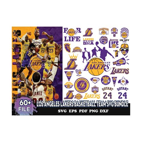 60 Files Los Angeles Lakers Basketball Team Svg Bundle Inspire Uplift