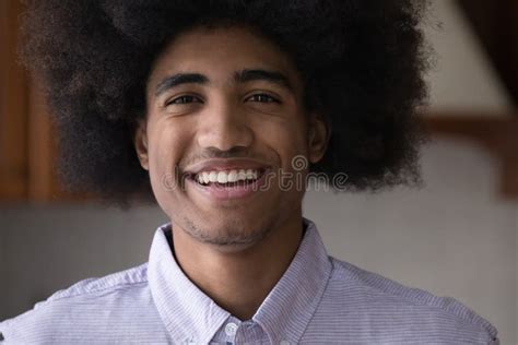 Happy Cheerful African Young Man Indoor Head Shot Portrait Stock Image