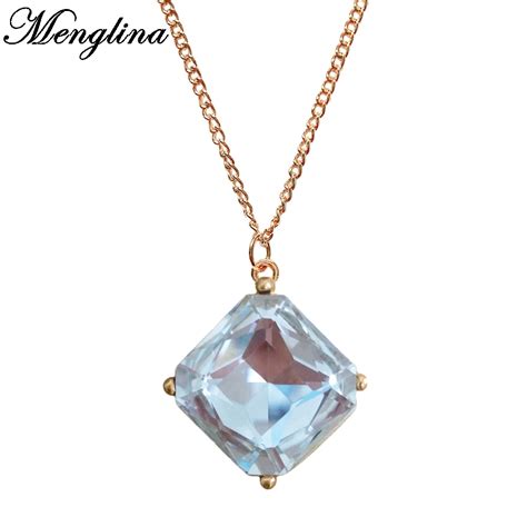 Menglina Fashion Clear Sqaure Crystal Pendant Necklace For Women Gold