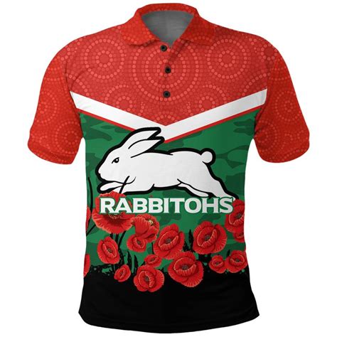 AIO Pride Rabbitohs Anzac Day Polo Shirt Indigenous Art AIO Pride