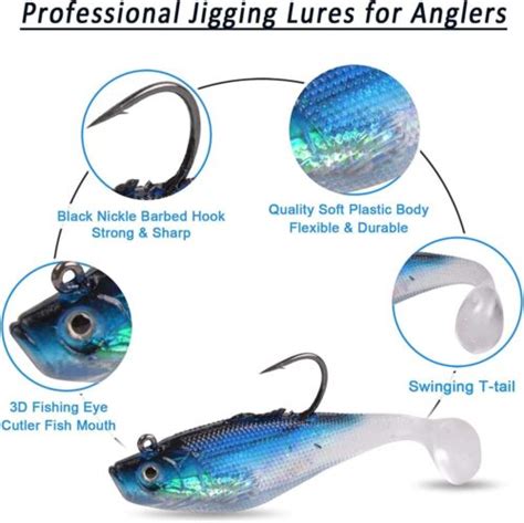 Pcs Pre Rigged Jig Head Soft Fishing Lures Paddle Tail Swimbaits For