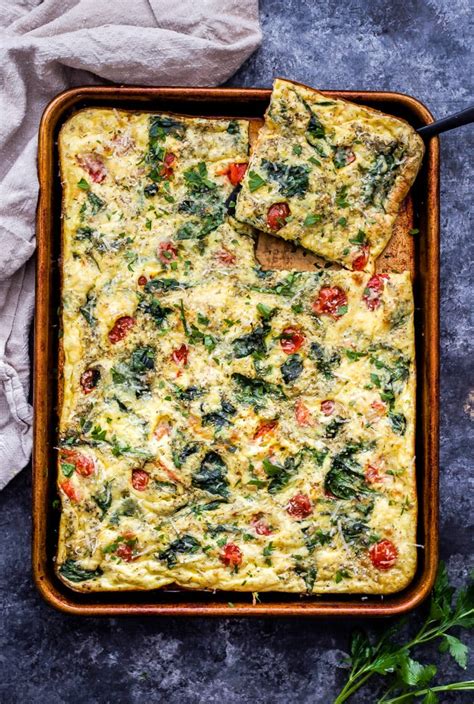 Sheet Pan Spinach Tomato Ricotta Frittata Recipe Runner