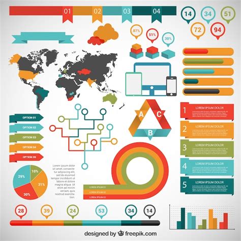 Free Vector Colorful Infographic With World Map