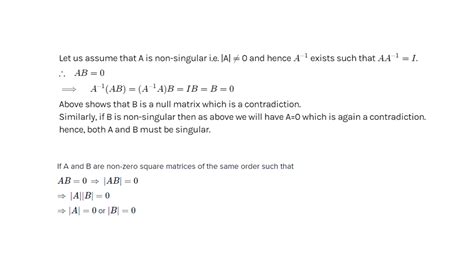 If A And B Are Two Non Zero Square Matrices Of The Same Order Such That