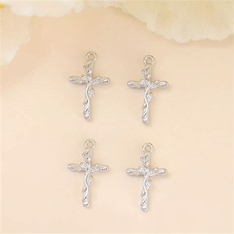 Retro Copper Plated Rose Cross Pendant Diy Necklace Bracelet Temu